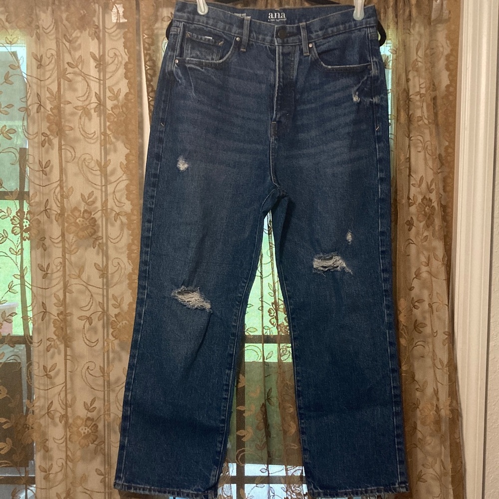 a.n.a Highest-Rise Vintage Straight Distressed Jeans